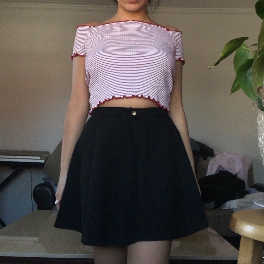 American Apparel Black Jean Flare Skater Skirt